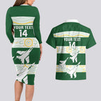 Ipswich Rugby Custom Couples Matching Long Sleeve Bodycon Dress and Hawaiian Shirt Go Jets Aboriginal Art - Aussie Hoodie