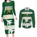 Ipswich Rugby Custom Couples Matching Long Sleeve Bodycon Dress and Long Sleeve Button Shirt Go Jets Aboriginal Art - Aussie Hoodie