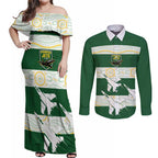 Ipswich Rugby Custom Couples Matching Off Shoulder Maxi Dress and Long Sleeve Button Shirt Go Jets Aboriginal Art - Aussie Hoodie