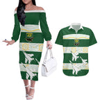 Ipswich Rugby Custom Couples Matching Off The Shoulder Long Sleeve Dress and Hawaiian Shirt Go Jets Aboriginal Art - Aussie Hoodie