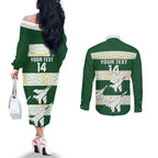 Ipswich Rugby Custom Couples Matching Off The Shoulder Long Sleeve Dress and Long Sleeve Button Shirt Go Jets Aboriginal Art - Aussie Hoodie