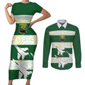Ipswich Rugby Custom Couples Matching Short Sleeve Bodycon Dress and Long Sleeve Button Shirt Go Jets Aboriginal Art - Aussie Hoodie
