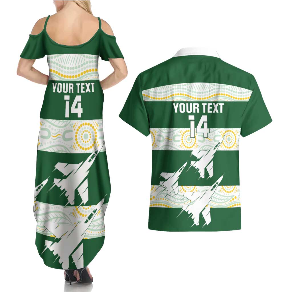 Ipswich Rugby Custom Couples Matching Summer Maxi Dress and Hawaiian Shirt Go Jets Aboriginal Art - Aussie Hoodie