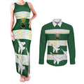 Ipswich Rugby Custom Couples Matching Tank Maxi Dress and Long Sleeve Button Shirt Go Jets Aboriginal Art - Aussie Hoodie
