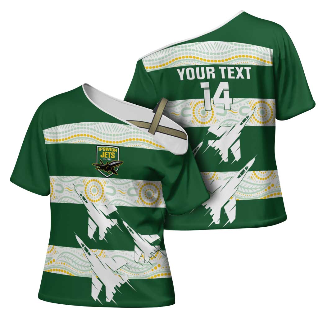 Ipswich Rugby Custom Cross Shoulder Shirt Go Jets Aboriginal Art - Aussie Hoodie