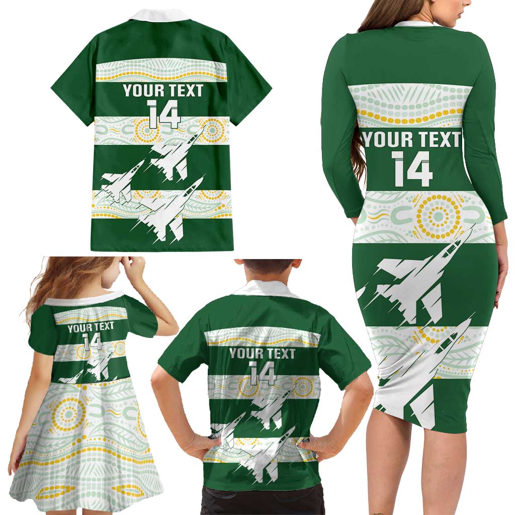 Ipswich Rugby Custom Family Matching Long Sleeve Bodycon Dress and Hawaiian Shirt Go Jets Aboriginal Art - Aussie Hoodie