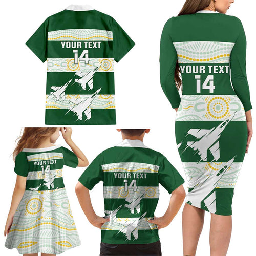 Ipswich Rugby Custom Family Matching Long Sleeve Bodycon Dress and Hawaiian Shirt Go Jets Aboriginal Art - Aussie Hoodie