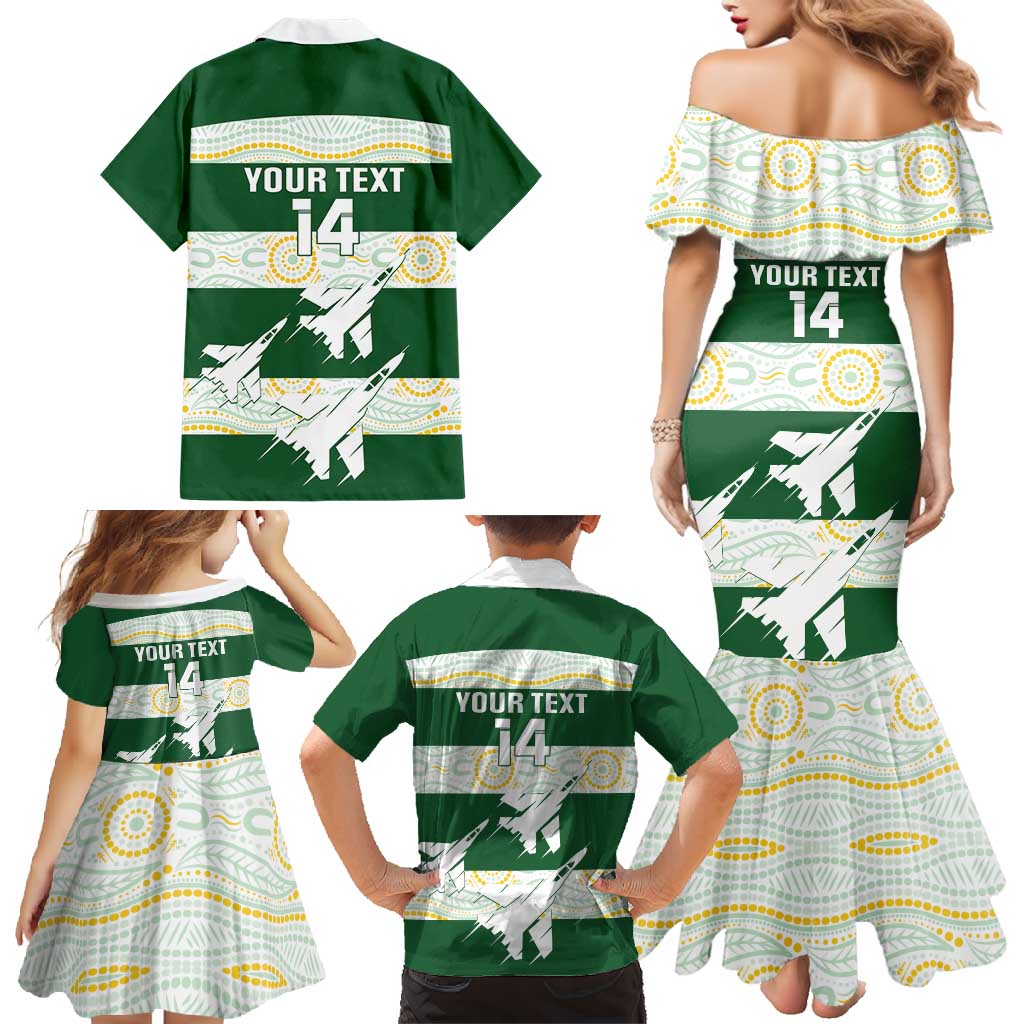 Ipswich Rugby Custom Family Matching Mermaid Dress and Hawaiian Shirt Go Jets Aboriginal Art - Aussie Hoodie