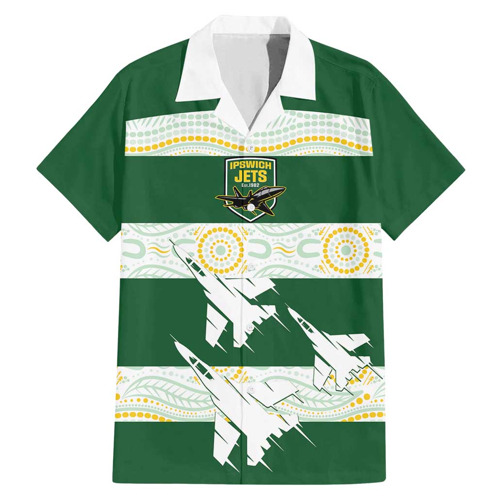 Ipswich Rugby Custom Family Matching Mermaid Dress and Hawaiian Shirt Go Jets Aboriginal Art - Aussie Hoodie