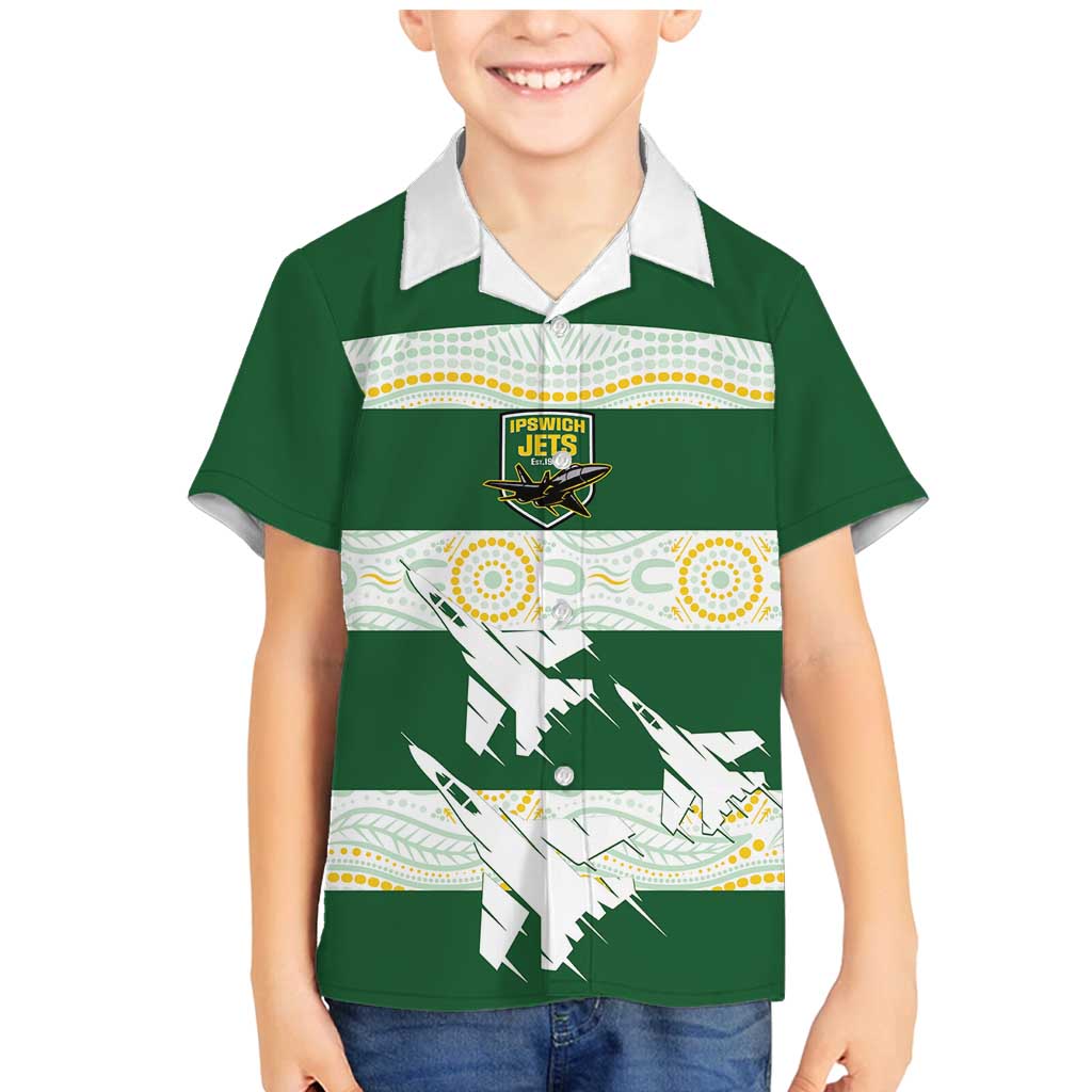 Ipswich Rugby Custom Family Matching Mermaid Dress and Hawaiian Shirt Go Jets Aboriginal Art - Aussie Hoodie
