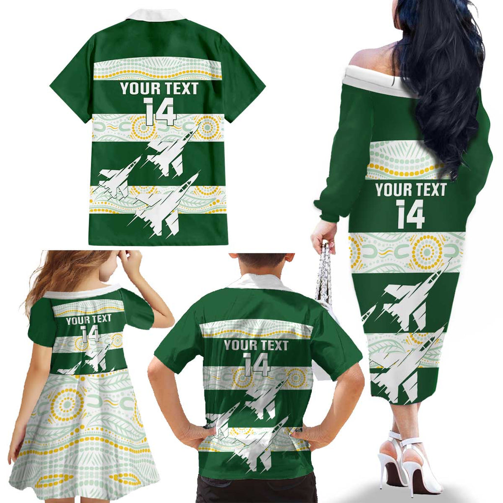 Ipswich Rugby Custom Family Matching Off The Shoulder Long Sleeve Dress and Hawaiian Shirt Go Jets Aboriginal Art - Aussie Hoodie