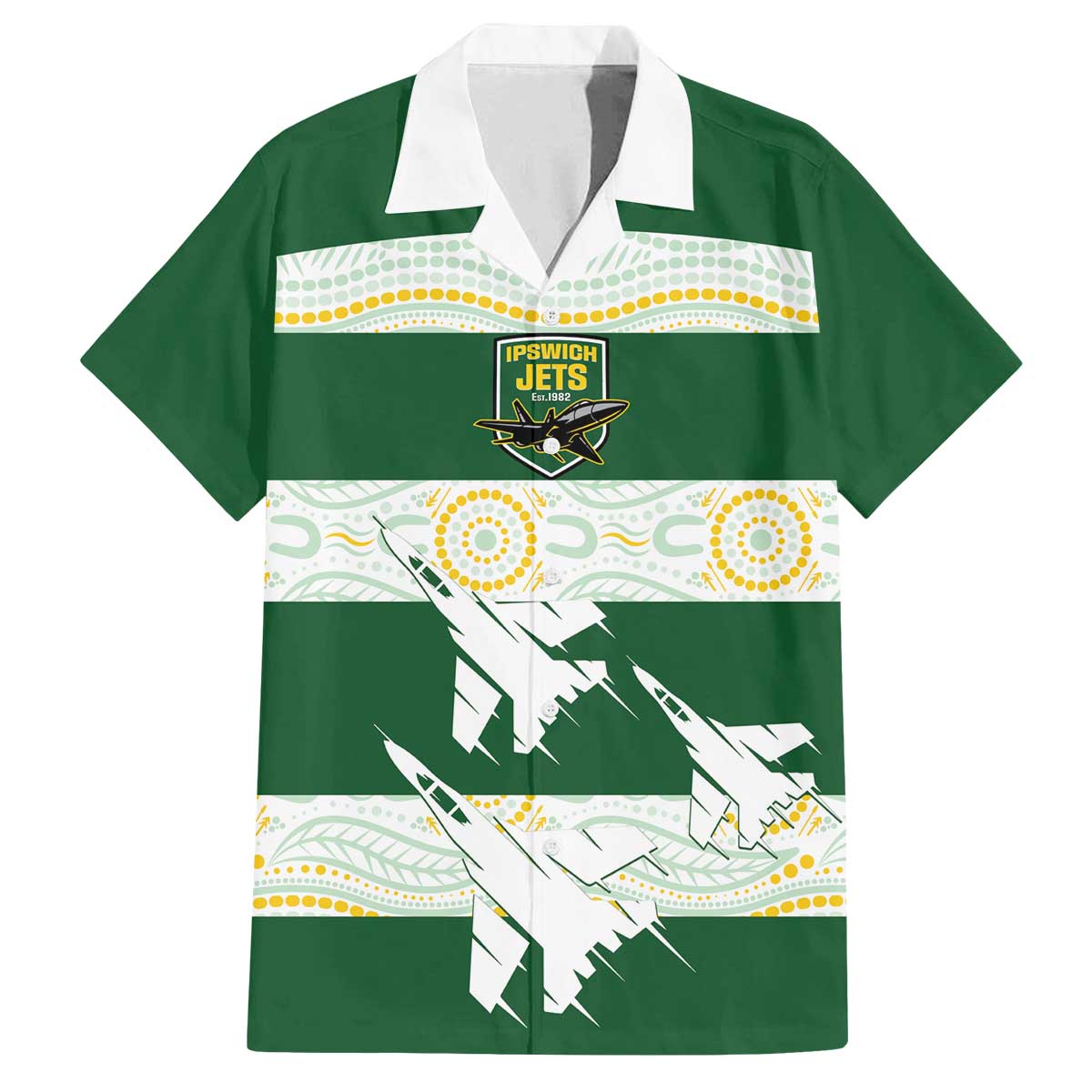 Ipswich Rugby Custom Family Matching Off The Shoulder Long Sleeve Dress and Hawaiian Shirt Go Jets Aboriginal Art - Aussie Hoodie