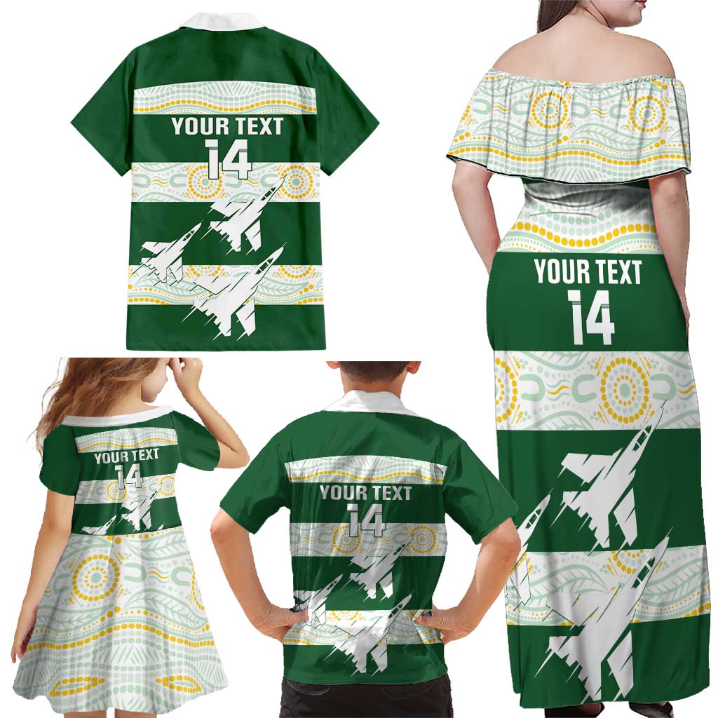 Ipswich Rugby Custom Family Matching Off Shoulder Maxi Dress and Hawaiian Shirt Go Jets Aboriginal Art - Aussie Hoodie