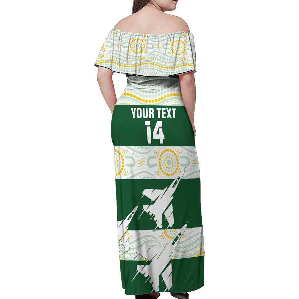 Ipswich Rugby Custom Family Matching Off Shoulder Maxi Dress and Hawaiian Shirt Go Jets Aboriginal Art - Aussie Hoodie