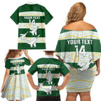 Ipswich Rugby Custom Family Matching Off Shoulder Short Dress and Hawaiian Shirt Go Jets Aboriginal Art - Aussie Hoodie