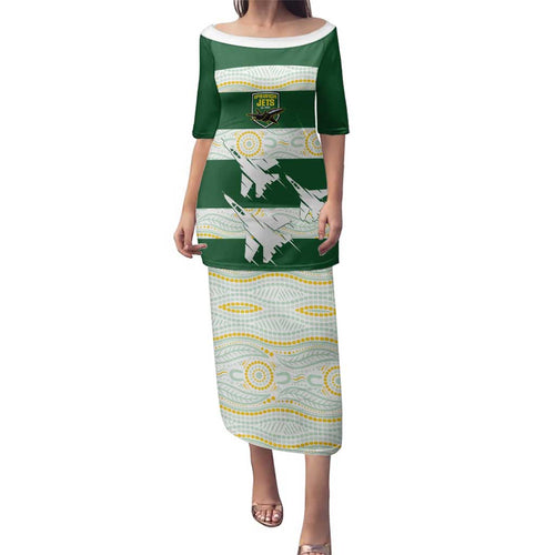 Ipswich Rugby Custom Family Matching Puletasi and Hawaiian Shirt Go Jets Aboriginal Art - Aussie Hoodie
