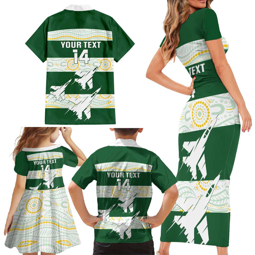 Ipswich Rugby Custom Family Matching Short Sleeve Bodycon Dress and Hawaiian Shirt Go Jets Aboriginal Art - Aussie Hoodie