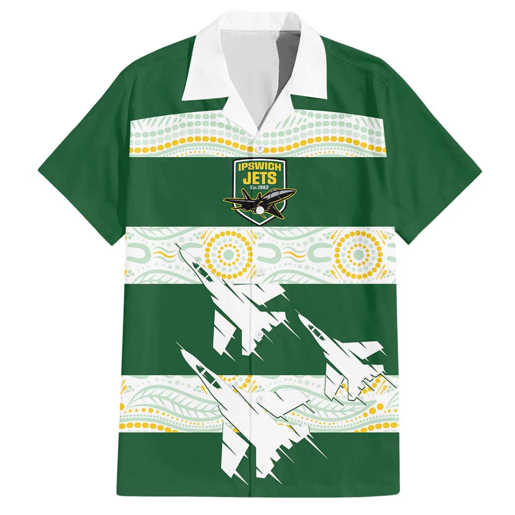 Ipswich Rugby Custom Family Matching Short Sleeve Bodycon Dress and Hawaiian Shirt Go Jets Aboriginal Art - Aussie Hoodie