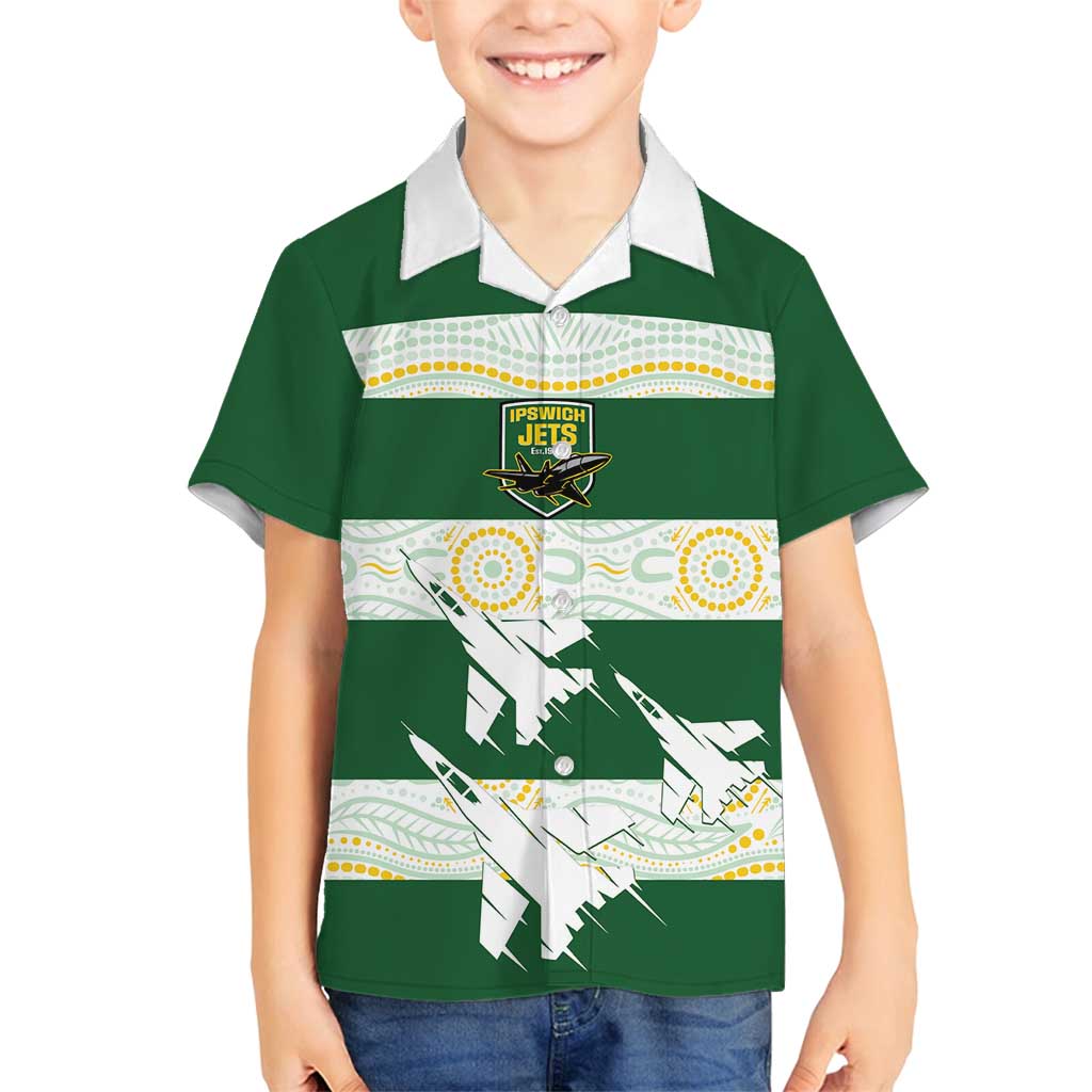 Ipswich Rugby Custom Family Matching Summer Maxi Dress and Hawaiian Shirt Go Jets Aboriginal Art - Aussie Hoodie