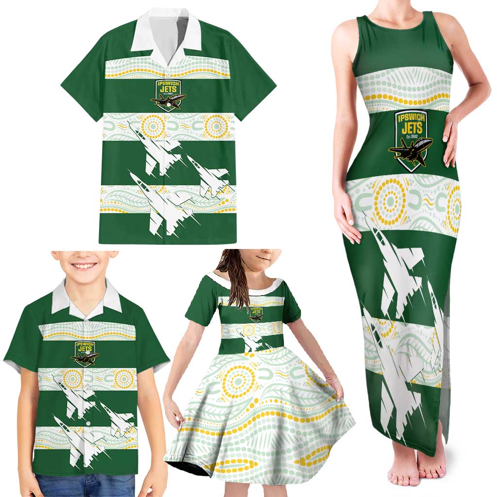 Ipswich Rugby Custom Family Matching Tank Maxi Dress and Hawaiian Shirt Go Jets Aboriginal Art - Aussie Hoodie