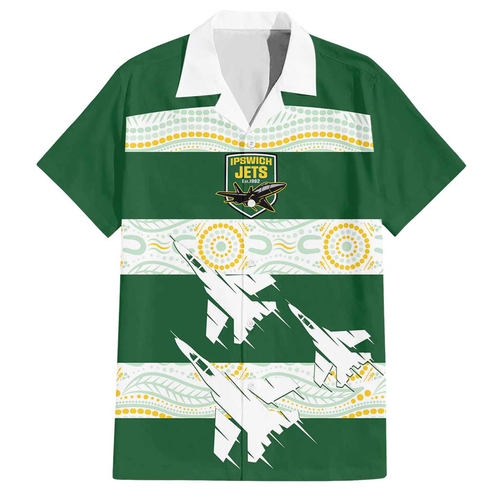 Ipswich Rugby Custom Hawaiian Shirt Go Jets Aboriginal Art - Aussie Hoodie