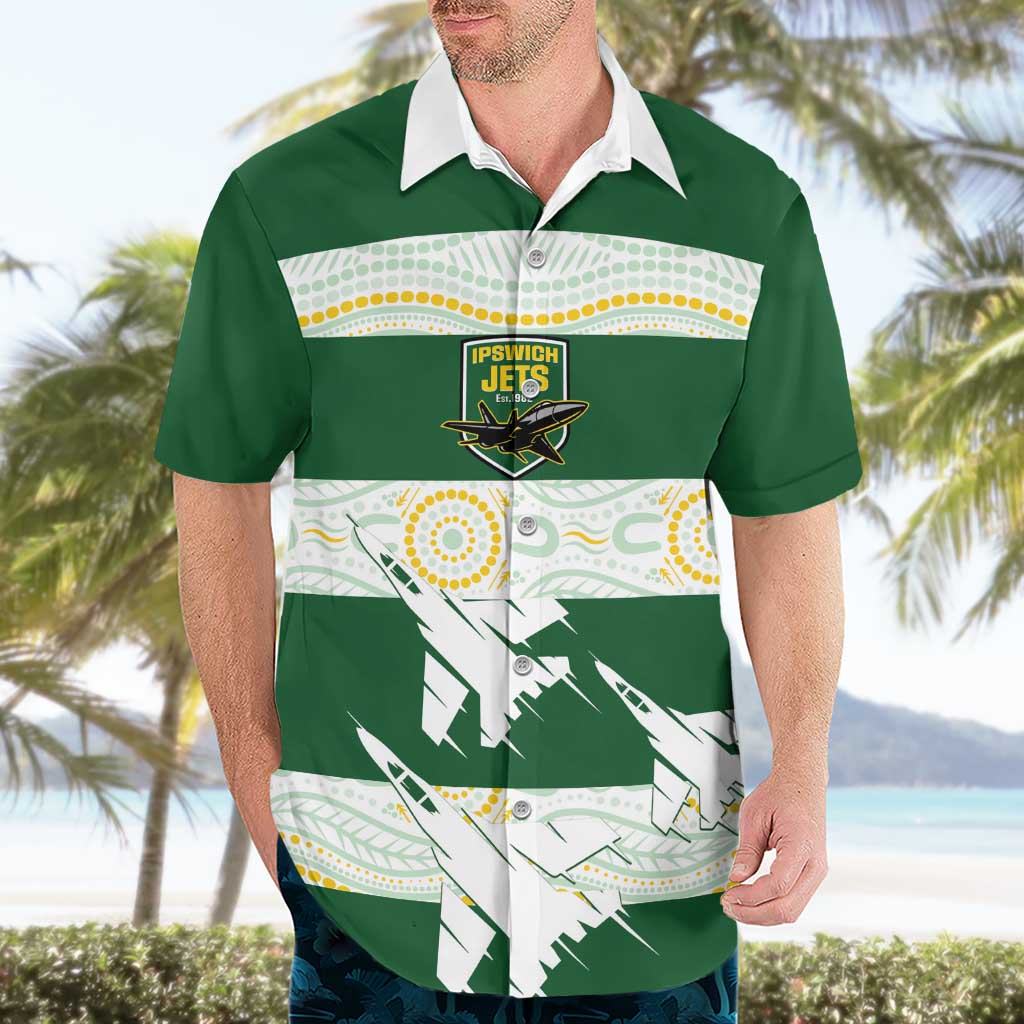 Ipswich Rugby Custom Hawaiian Shirt Go Jets Aboriginal Art - Aussie Hoodie