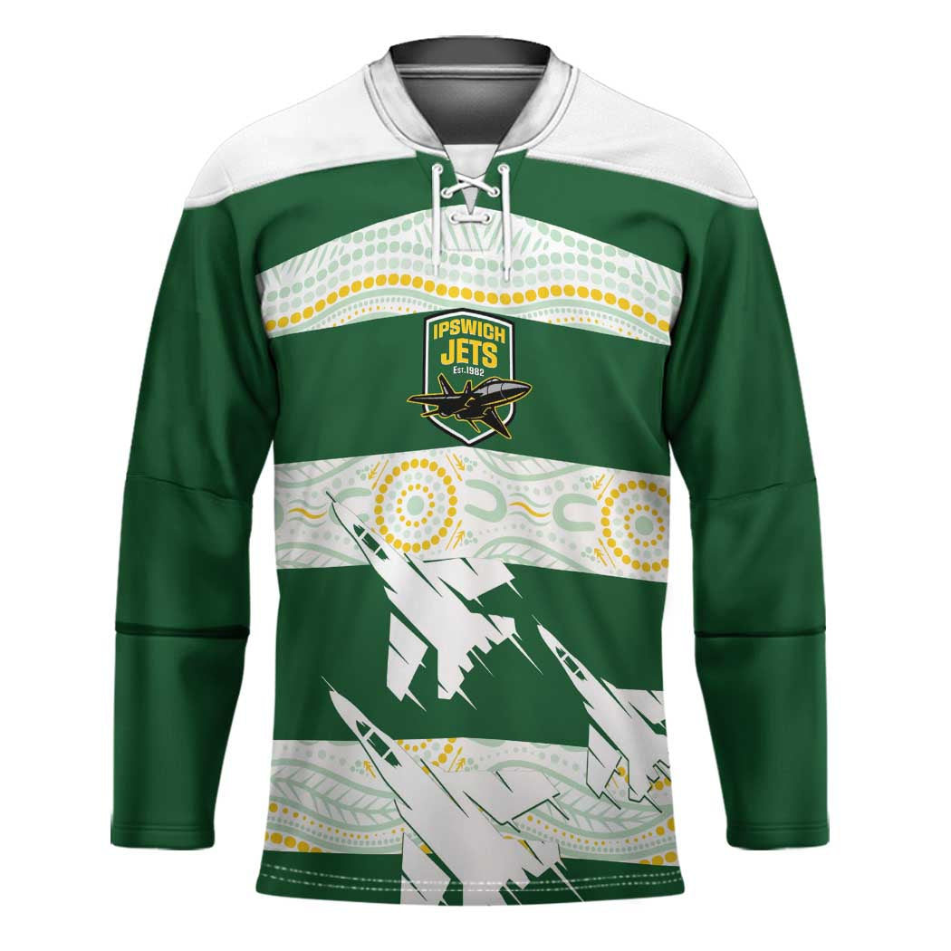 Ipswich Rugby Custom Hockey Jersey Go Jets Aboriginal Art - Aussie Hoodie