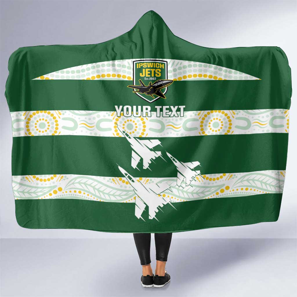 Ipswich Rugby Custom Hooded Blanket Go Jets Aboriginal Art - Aussie Hoodie