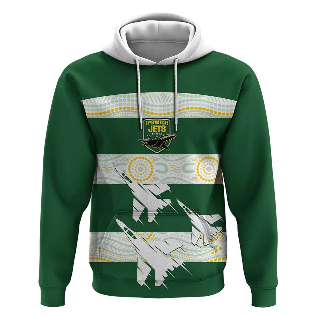 Ipswich Rugby Custom Hoodie Go Jets Aboriginal Art - Aussie Hoodie