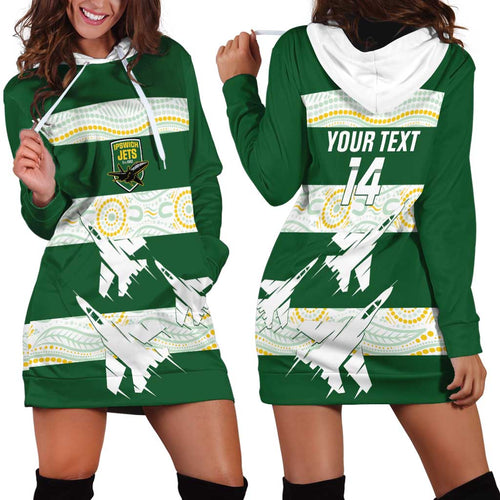 Ipswich Rugby Custom Hoodie Dress Go Jets Aboriginal Art - Aussie Hoodie