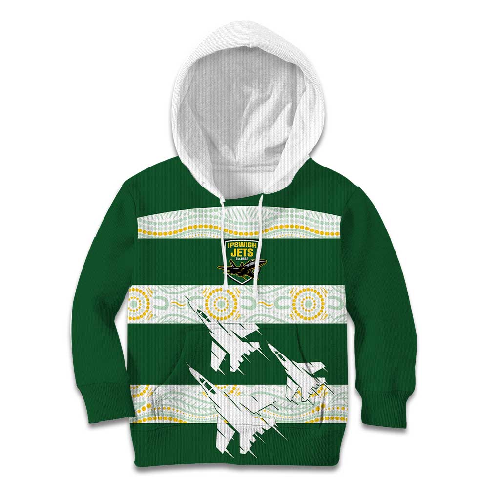 Ipswich Rugby Custom Kid Hoodie Go Jets Aboriginal Art - Aussie Hoodie
