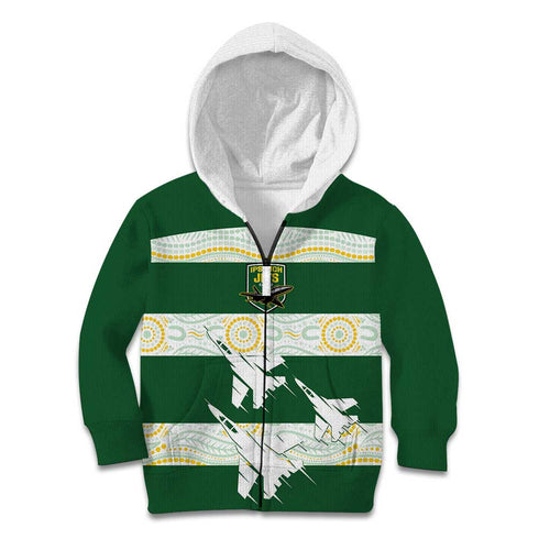 Ipswich Rugby Custom Kid Hoodie Go Jets Aboriginal Art - Aussie Hoodie