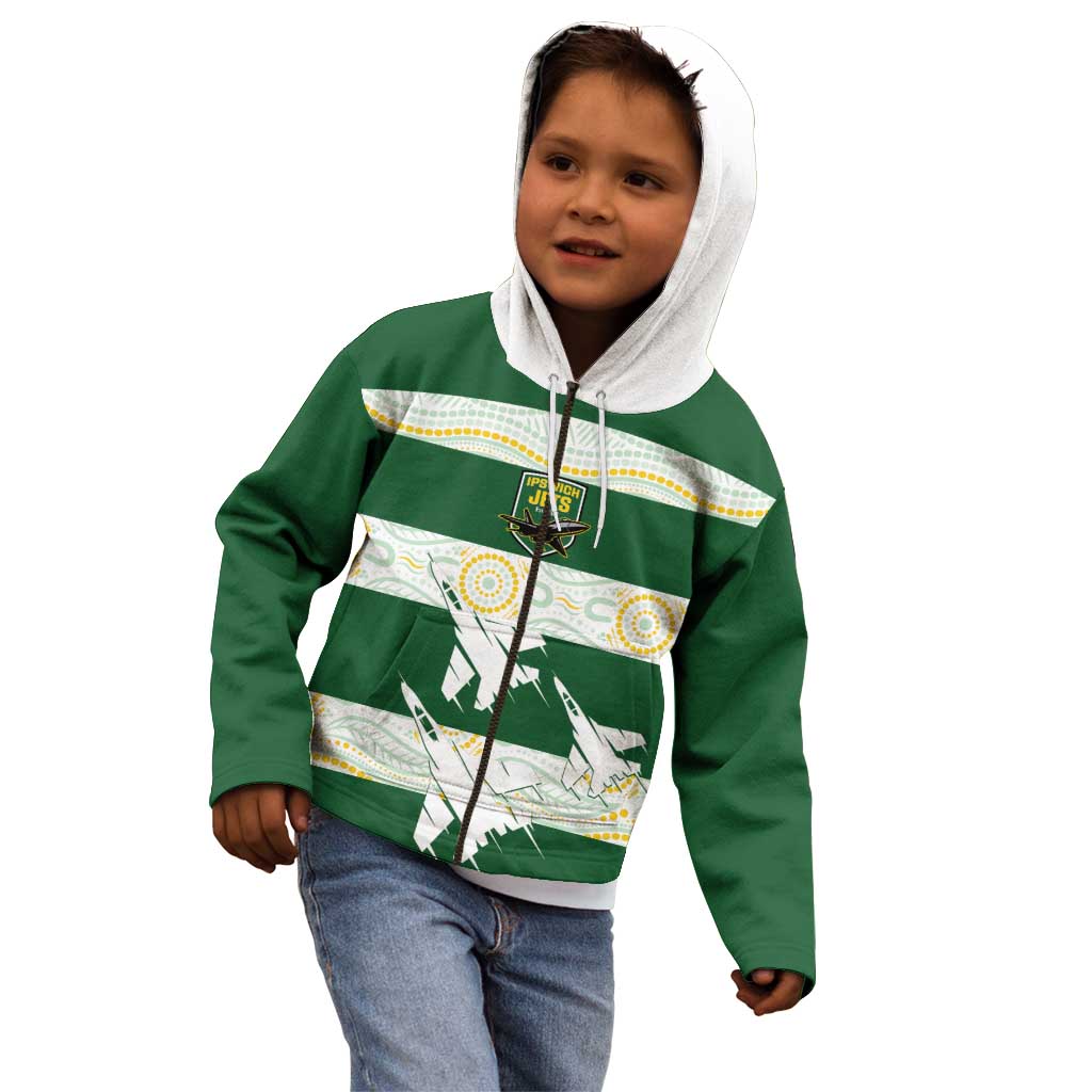 Ipswich Rugby Custom Kid Hoodie Go Jets Aboriginal Art - Aussie Hoodie