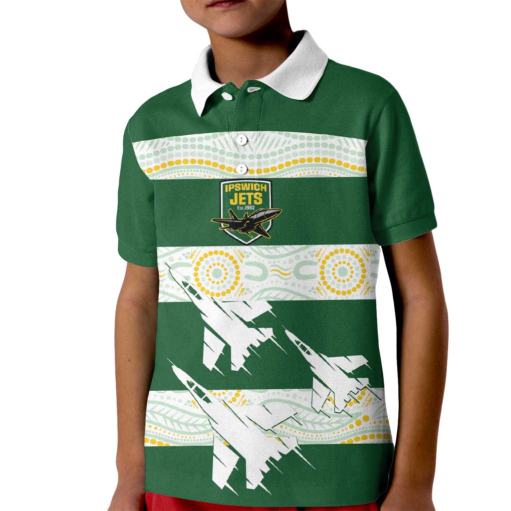 Ipswich Rugby Custom Kid Polo Shirt Go Jets Aboriginal Art - Aussie Hoodie