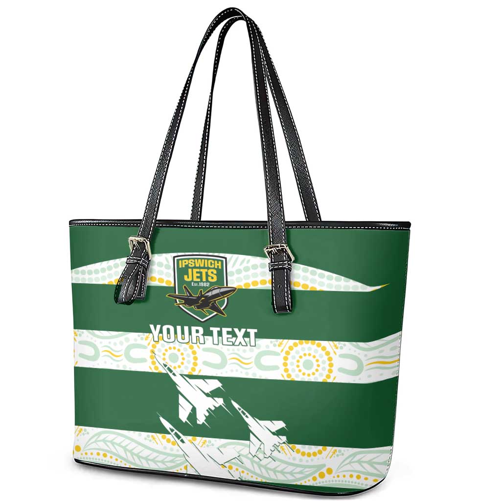 Ipswich Rugby Custom Leather Tote Bag Go Jets Aboriginal Art - Aussie Hoodie