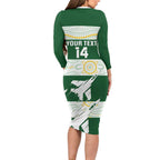 Ipswich Rugby Custom Long Sleeve Bodycon Dress Go Jets Aboriginal Art - Aussie Hoodie