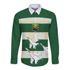 Ipswich Rugby Custom Long Sleeve Button Shirt Go Jets Aboriginal Art - Aussie Hoodie