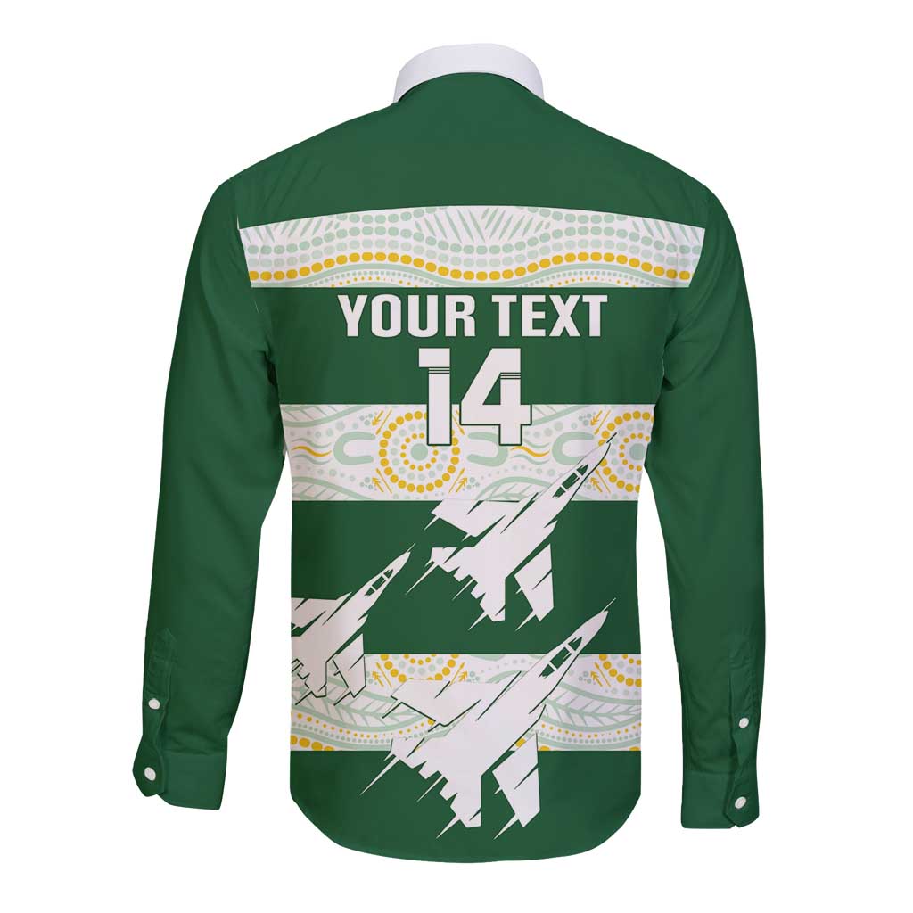 Ipswich Rugby Custom Long Sleeve Button Shirt Go Jets Aboriginal Art - Aussie Hoodie
