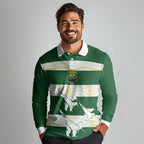 Ipswich Rugby Custom Long Sleeve Polo Shirt Go Jets Aboriginal Art - Aussie Hoodie