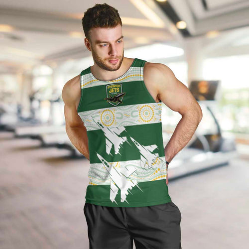 Ipswich Rugby Custom Men Tank Top Go Jets Aboriginal Art - Aussie Hoodie
