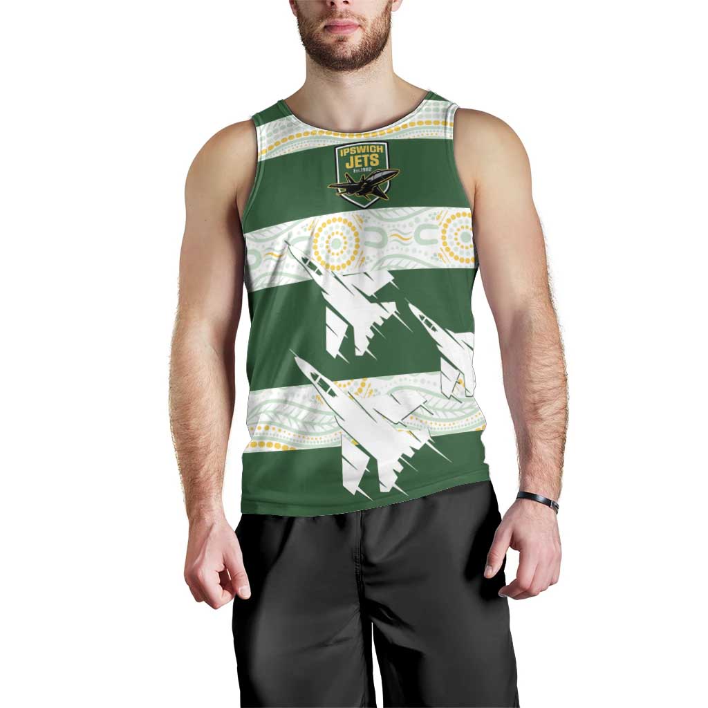 Ipswich Rugby Custom Men Tank Top Go Jets Aboriginal Art - Aussie Hoodie
