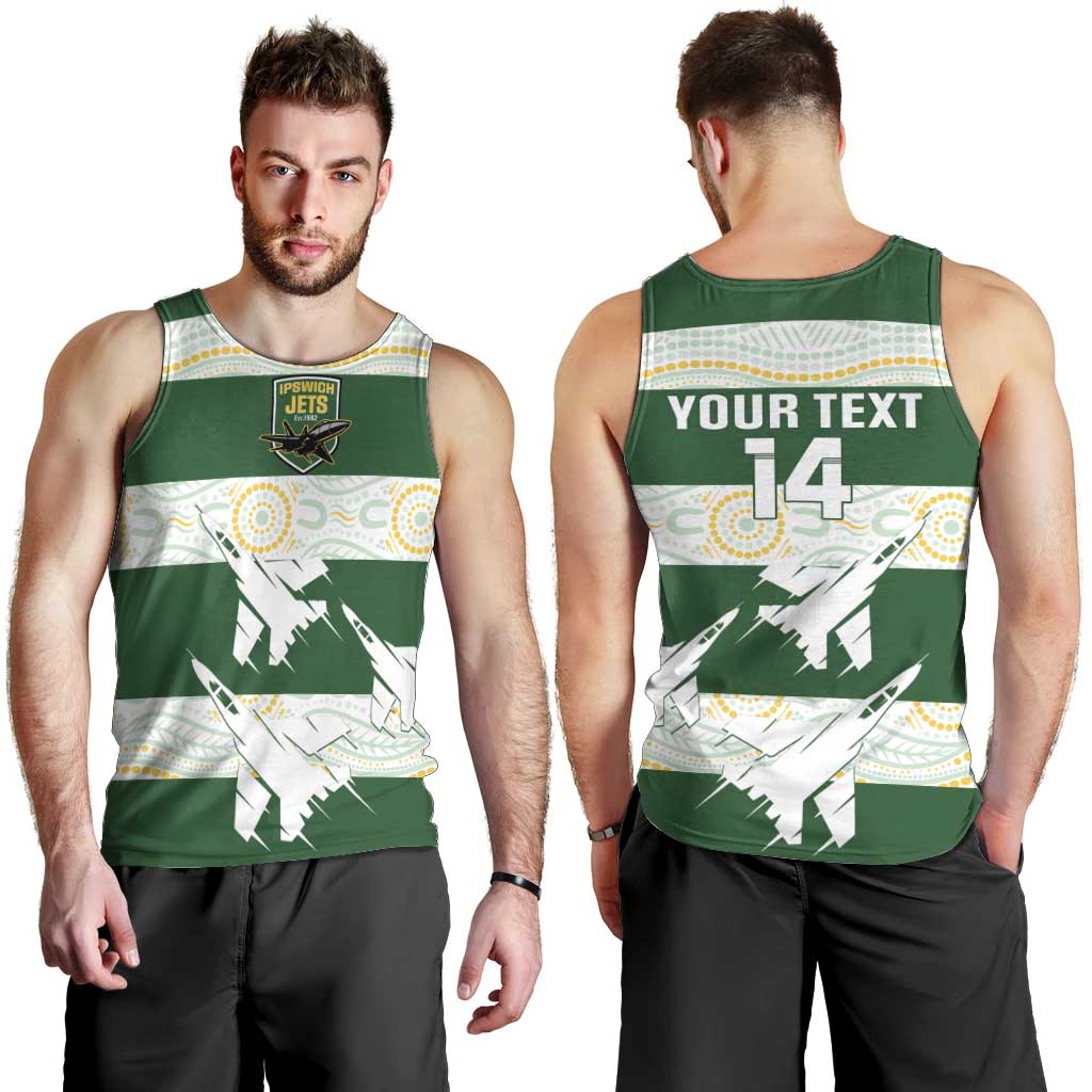 Ipswich Rugby Custom Men Tank Top Go Jets Aboriginal Art - Aussie Hoodie