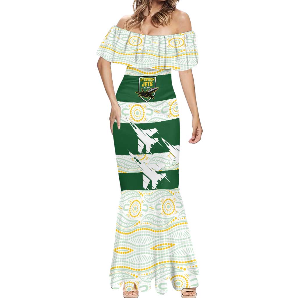Ipswich Rugby Custom Mermaid Dress Go Jets Aboriginal Art - Aussie Hoodie