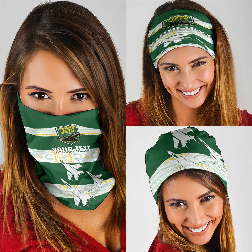 Ipswich Rugby Custom Neck Gaiter Go Jets Aboriginal Art - Aussie Hoodie