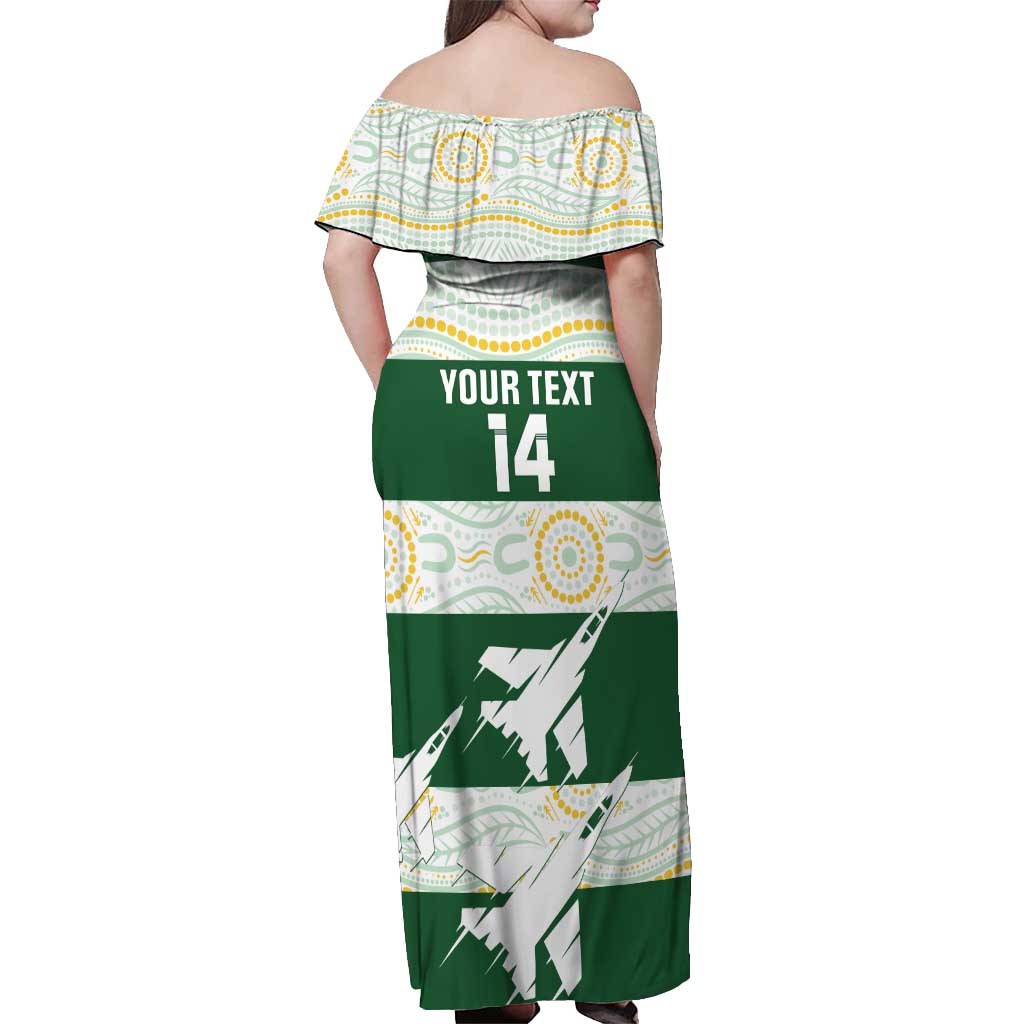 Ipswich Rugby Custom Off Shoulder Maxi Dress Go Jets Aboriginal Art - Aussie Hoodie