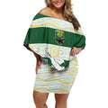 Ipswich Rugby Custom Off Shoulder Short Dress Go Jets Aboriginal Art - Aussie Hoodie