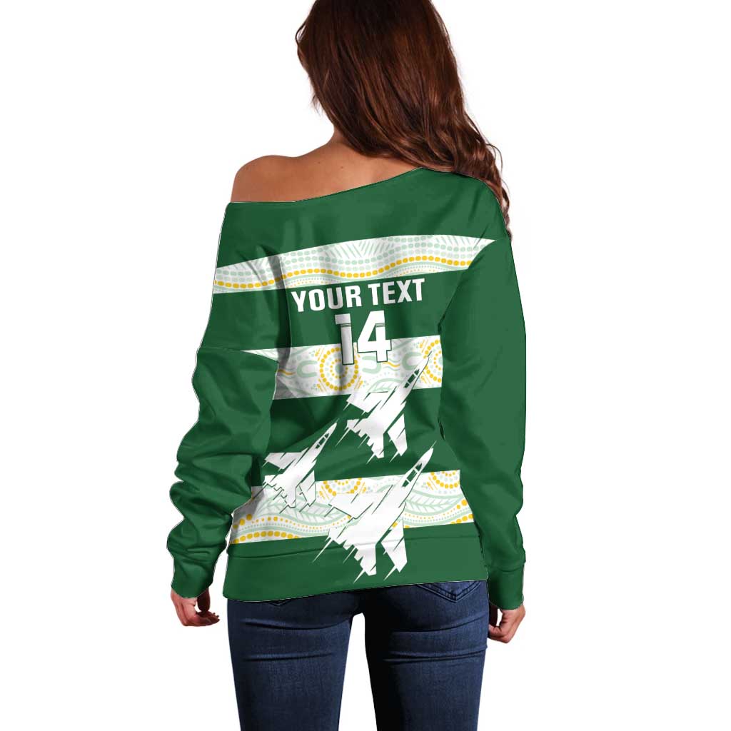 Ipswich Rugby Custom Off Shoulder Sweater Go Jets Aboriginal Art - Aussie Hoodie