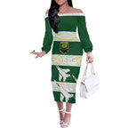 Ipswich Rugby Custom Off The Shoulder Long Sleeve Dress Go Jets Aboriginal Art - Aussie Hoodie
