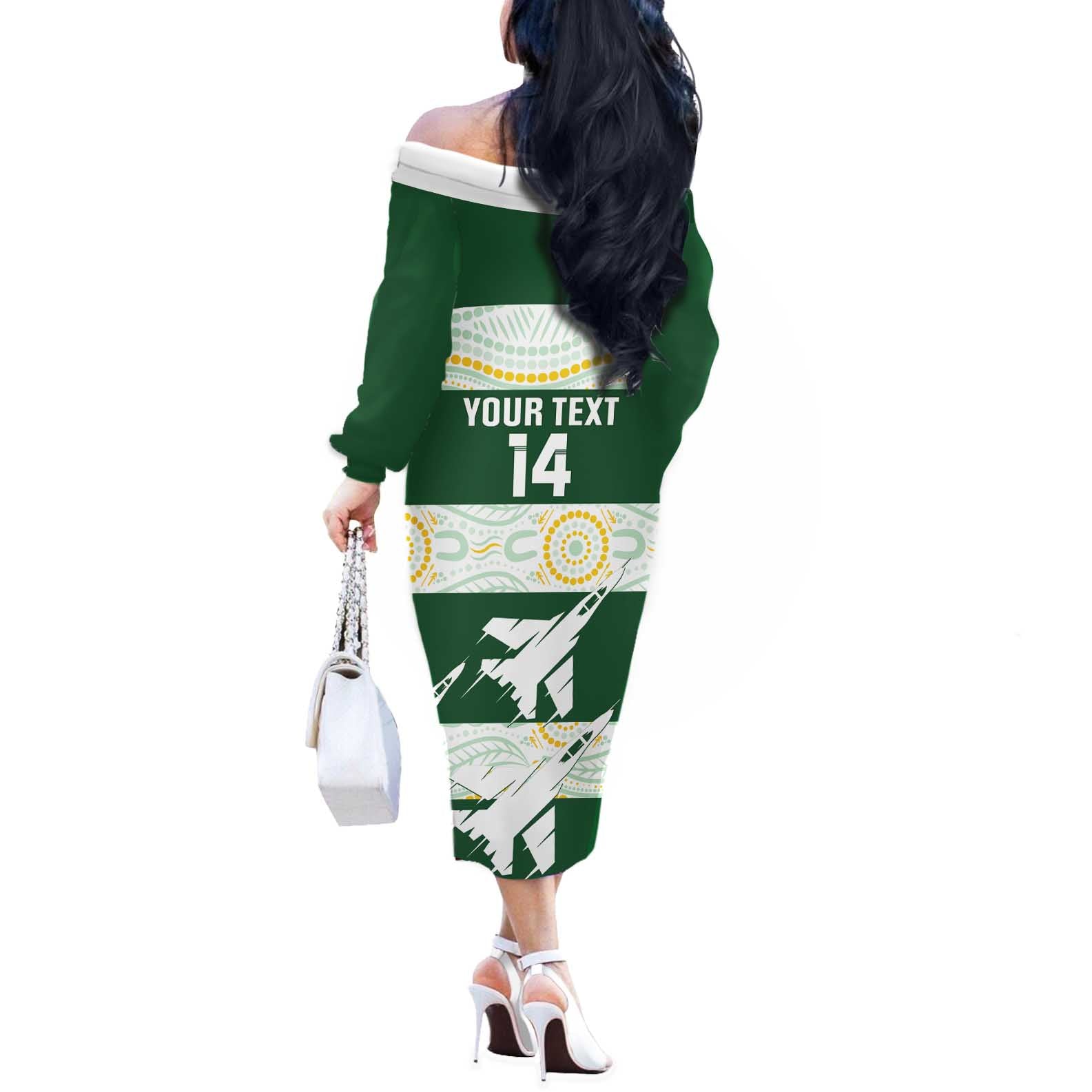 Ipswich Rugby Custom Off The Shoulder Long Sleeve Dress Go Jets Aboriginal Art - Aussie Hoodie