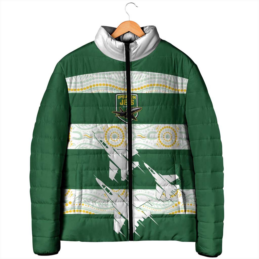 Ipswich Rugby Custom Padded Jacket Go Jets Aboriginal Art - Aussie Hoodie